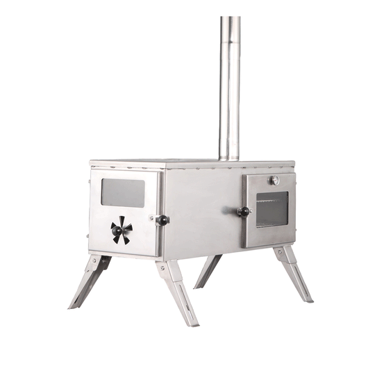The 'Gloven': Portable Wood Burning Stove with Oven, Carry Bag, Racks, Flue Pieces, Spark Arrestor