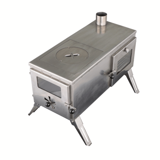 The 'Gloven': Portable Wood Burning Stove with Oven, Carry Bag, Racks, Flue Pieces, Spark Arrestor