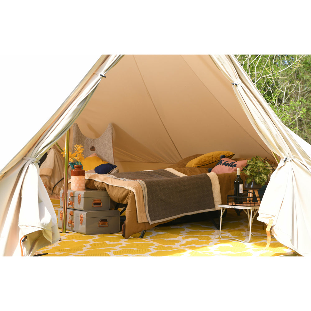 Full Moon Ochre Mat for Glawning & Bell Tents – Eco-Friendly, Made from Recycled Polypropylene (Two Halves)