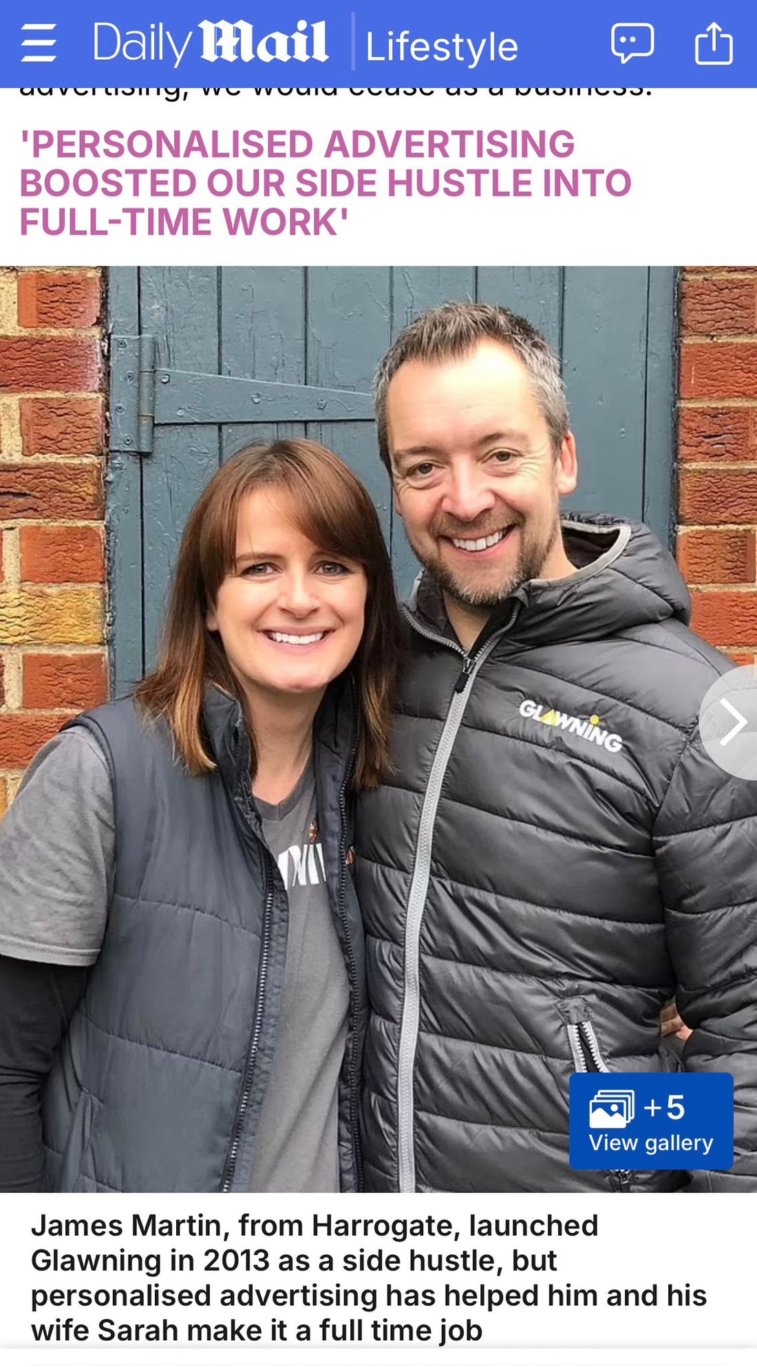 Throwback: Glawning in The Daily Mail 2021