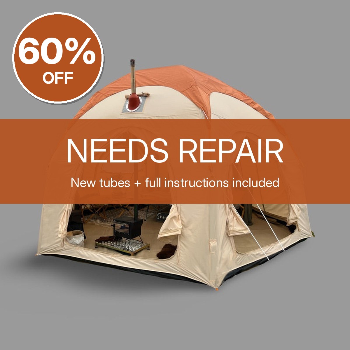GlawningAIR Tent Beige 5m (Needs Repair) – Clearance, Delivered