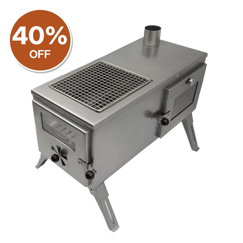 The Gloven Portable Wood Burning Stove with Oven – Clearance, Delivered