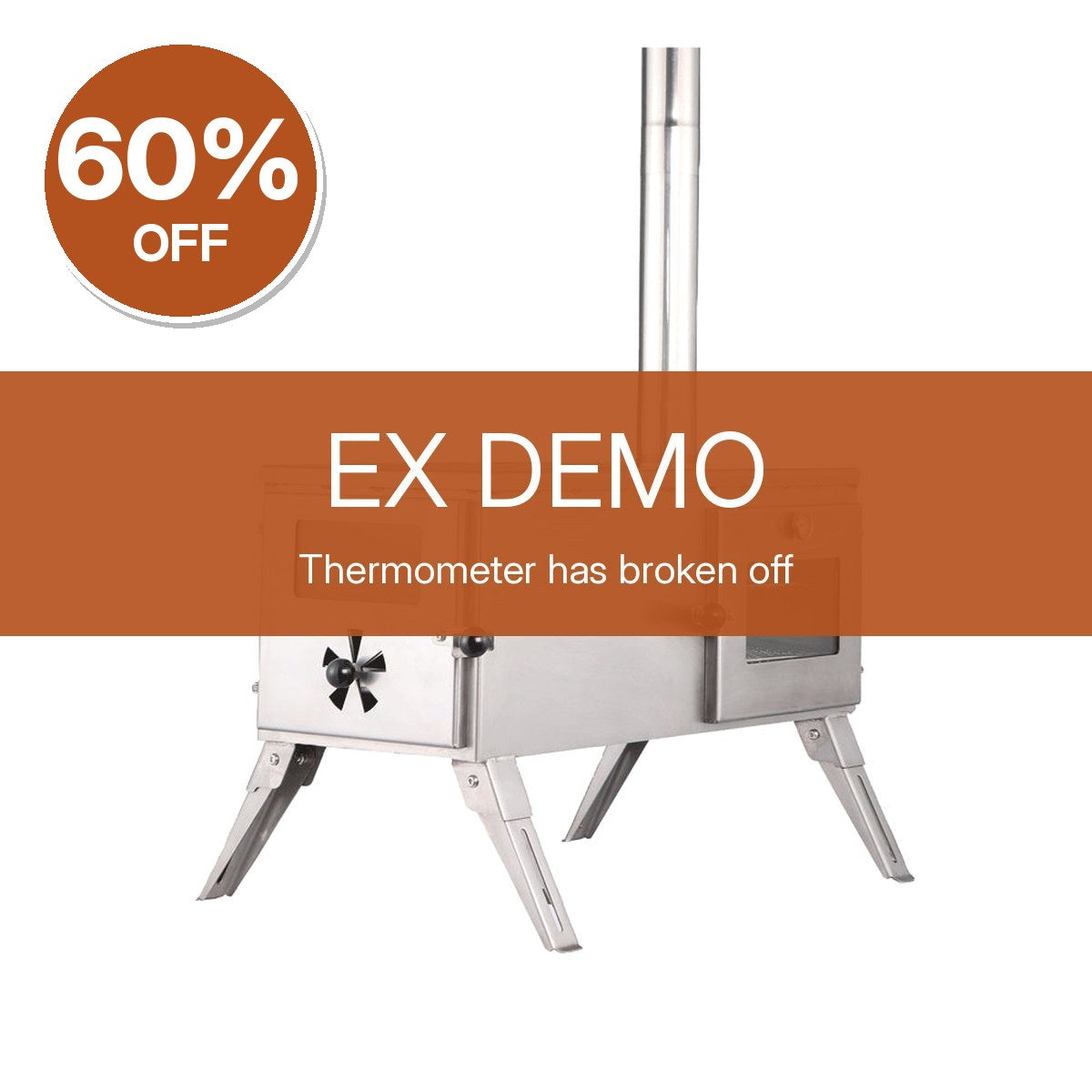 The Gloven Portable Wood Burning Stove with Oven (Ex Demo, Thermometer Broken Off) – Clearance, Collection Only