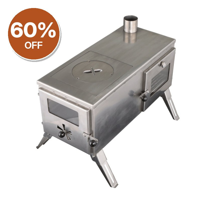 The Gloven Portable Wood Burning Stove with Oven (Ex Demo, Thermometer Broken Off) – Clearance, Collection Only