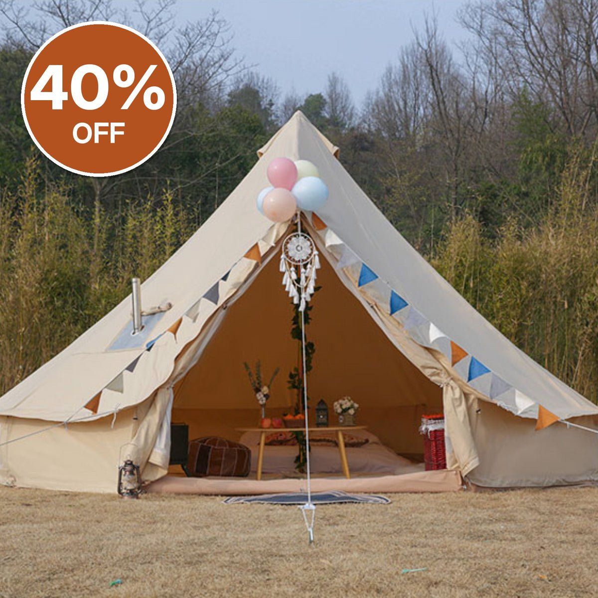 Glawning Single Door Bell Tent 4m – Clearance, Collection Only