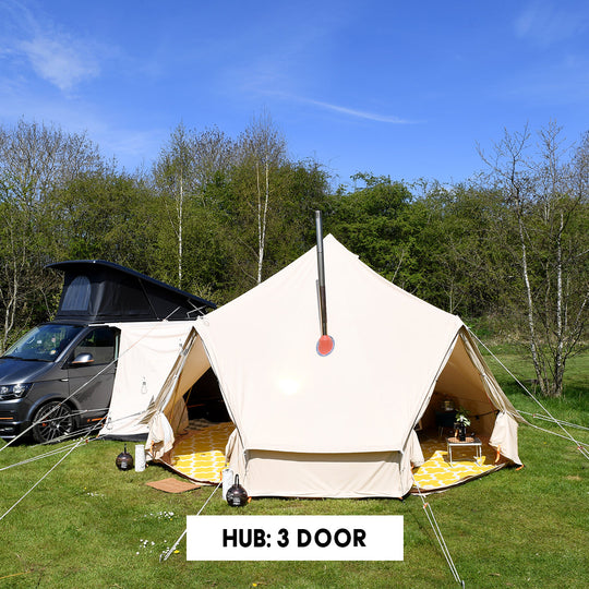 Triple Door Glawning Tall Deluxe HUB: Driveaway Awning with High Top Connecting Canopy PREORDER FOR 7/3/2024