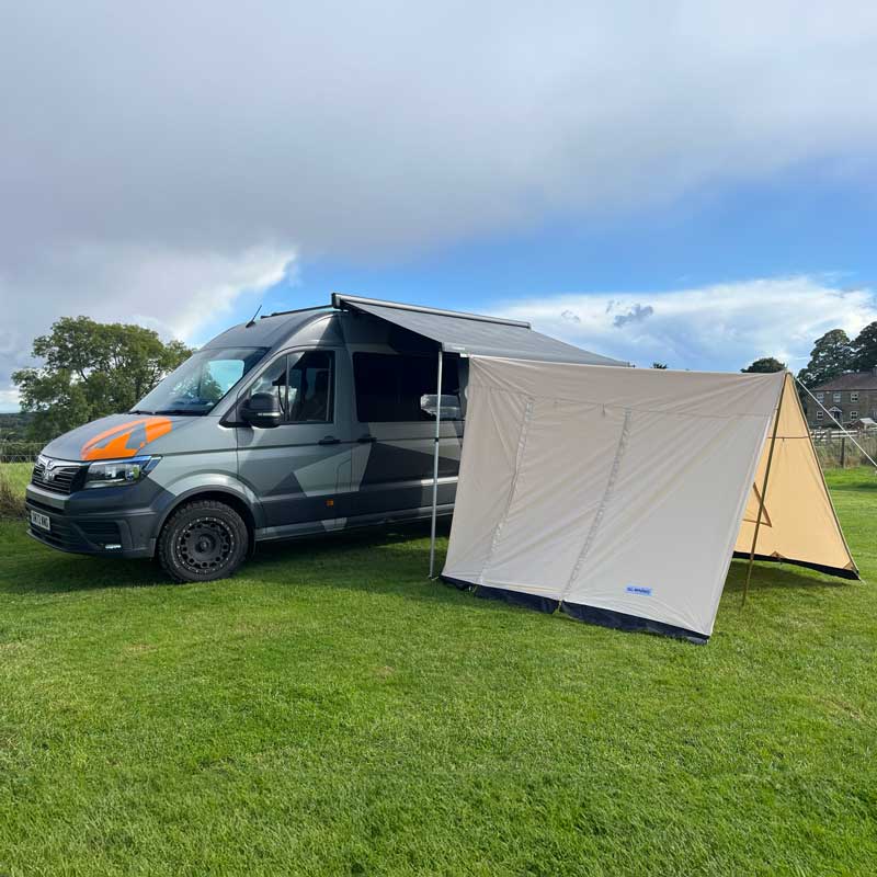 GlanopyPLUS: Van Sun Canopy and Universal Porch with Roll Down Door (zips on to glawnings)