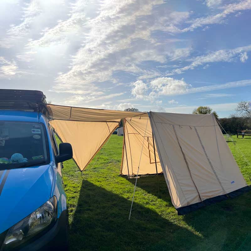 GlanopyPLUS: Van Sun Canopy and Universal Porch with Roll Down Door (zips on to glawnings)