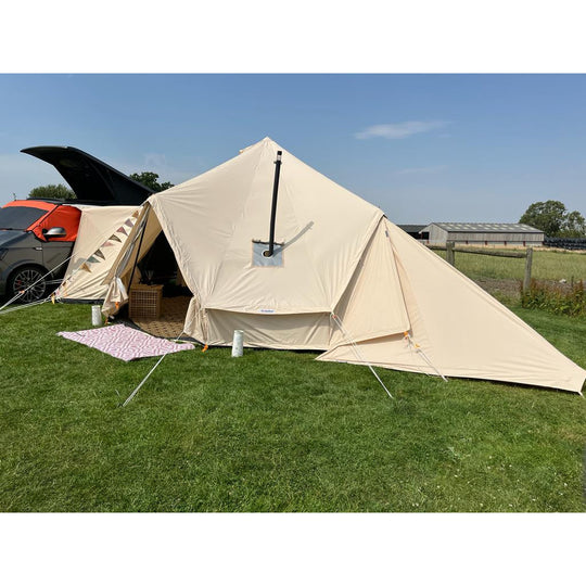 Triple Door Glawning (Polycotton): Driveaway Awning with Standard Height Connecting Canopy PREORDER FOR 7/3/2024