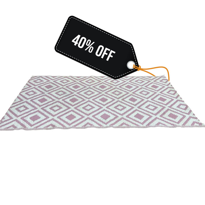 SALE! Pink Diamond Reversible Indoor or Outdoor Rectangular Matting - Recycled Polypropylene