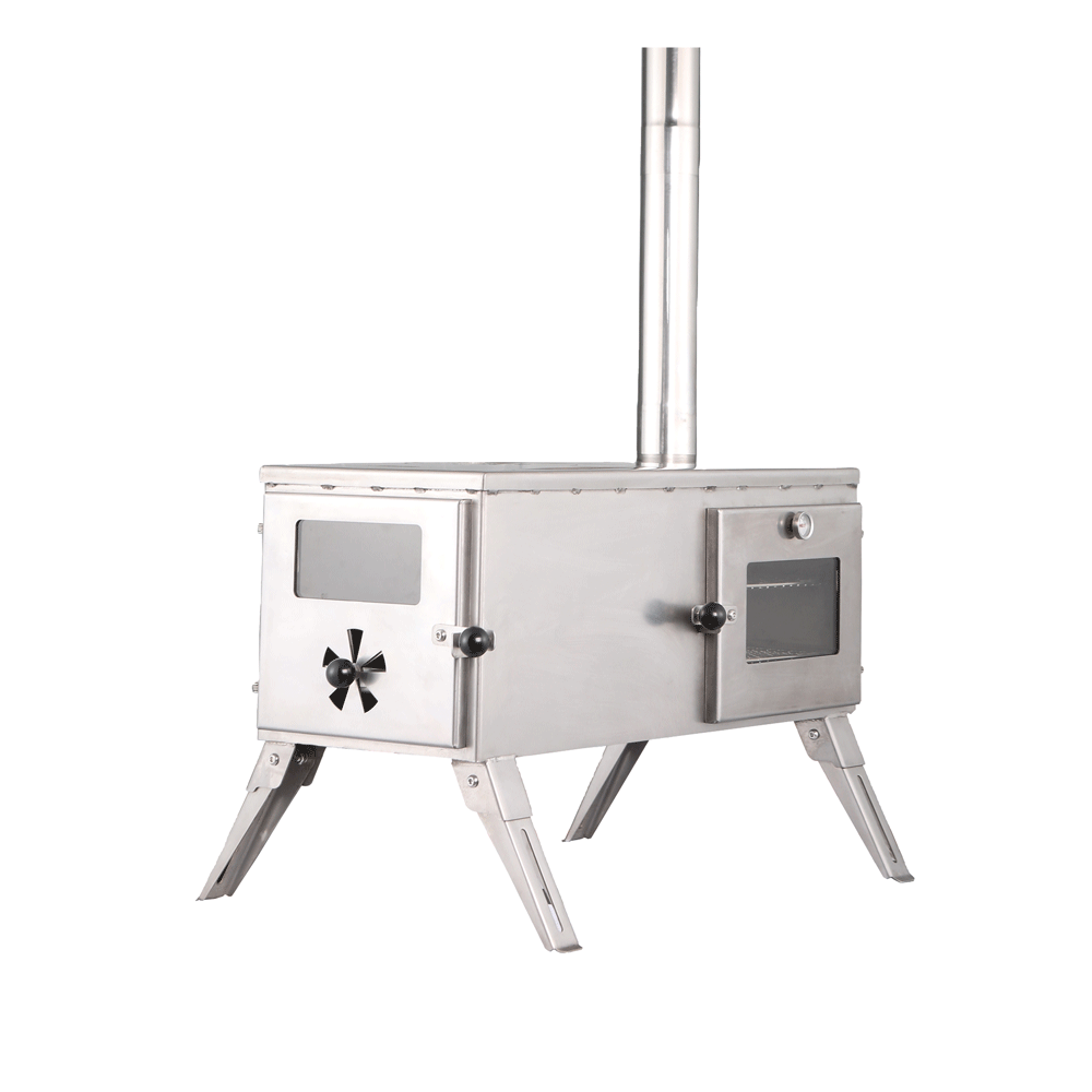 The 'Gloven': Portable Wood Burning Stove with Carry Bag, Racks, Flue Pieces, Spark Arrestor