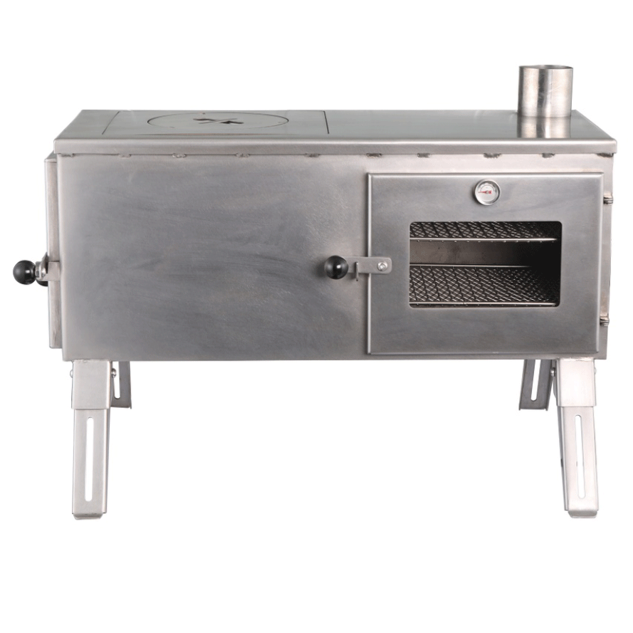 The 'Gloven': Portable Wood Burning Stove with Oven, Carry Bag, Racks, Flue Pieces, Spark Arrestor