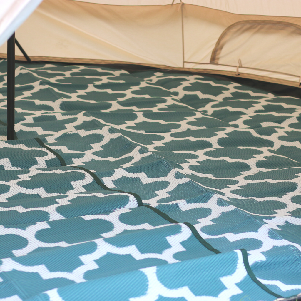 Full Moon Dark Teal Mat for Glawning & Bell Tents – Eco-Friendly, Made from Recycled Polypropylene (Two Halves)